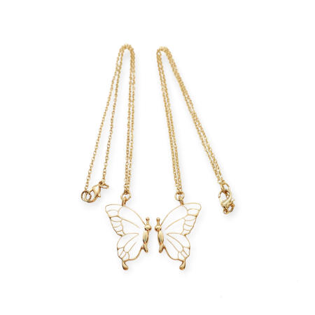 necklace metallic gold butterflies